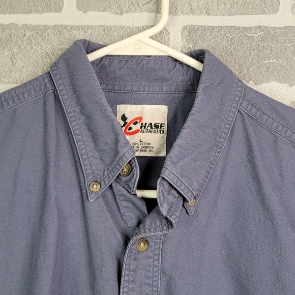 Chase Authletics Racing Blue Casual Button Down Long Sleeve Men's Size L - Picture 3 of 15